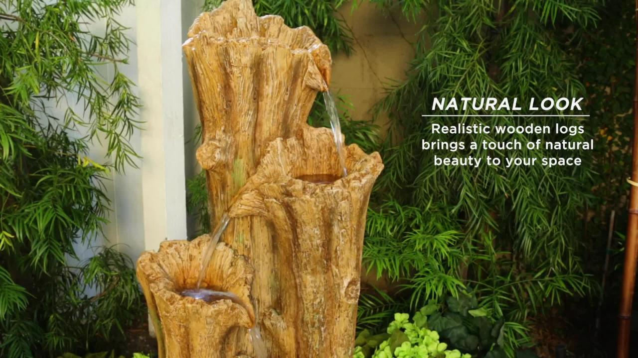 Alpine Corporation 47 in. Tall Outdoor 3-Tier Cascading Tree Bark
