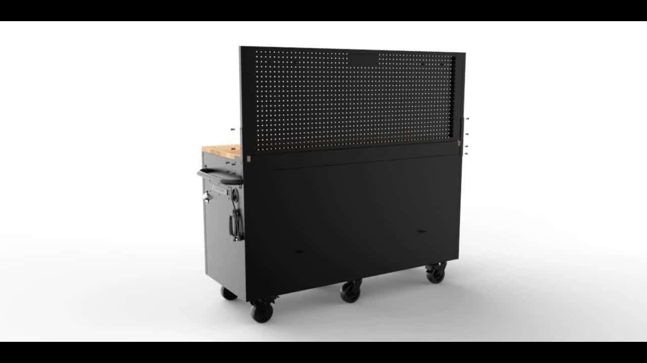 Heavy-Duty 61 in. W, Deep 10-Drawer 1-Door Tool Chest Mobile Workbench in Matte Black with Flip-up Pegboard Heavy-Duty 61 in. W, Deep 10-Drawer 1-Door Tool Chest Mobile Workbench in Matte Black with Flip-up Pegboard