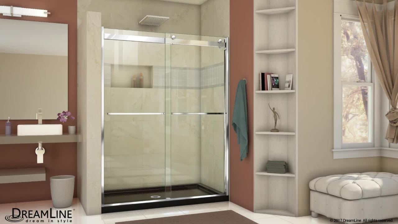 Essence-H 56 to 60 in. x 76 in. Semi-Frameless Bypass Sliding Shower Door in Chrome Essence-H 56 to 60 in. x 76 in. Semi-Frameless Bypass Sliding Shower Door in Chrome