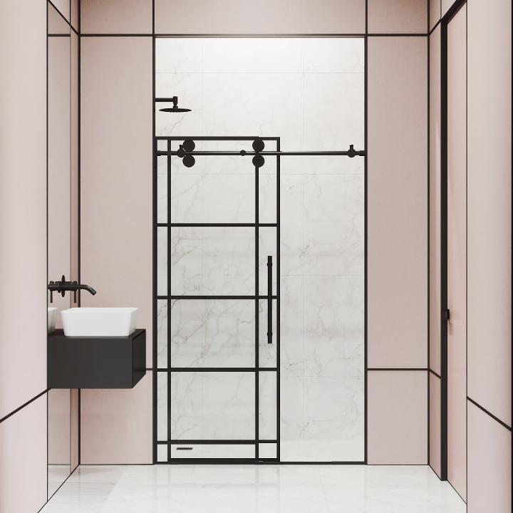 VIGO Elan 56 to 60 in. W x 74 in. H Frameless Grid Sliding