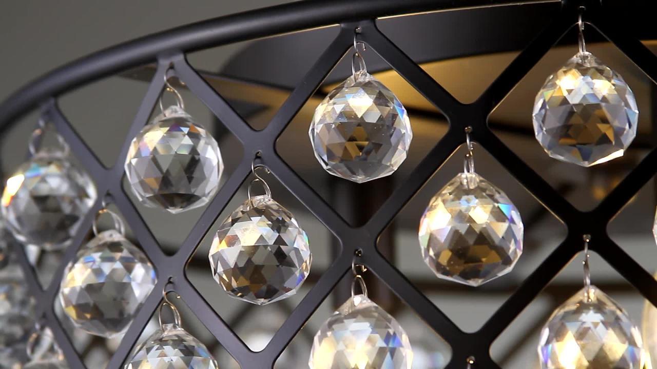 Jonathan Y Gabrielle 19 In Oil Rubbed Bronze Clear Metal Crystal Led Flush Mount Ceiling Light Jyl9024a The Home Depot