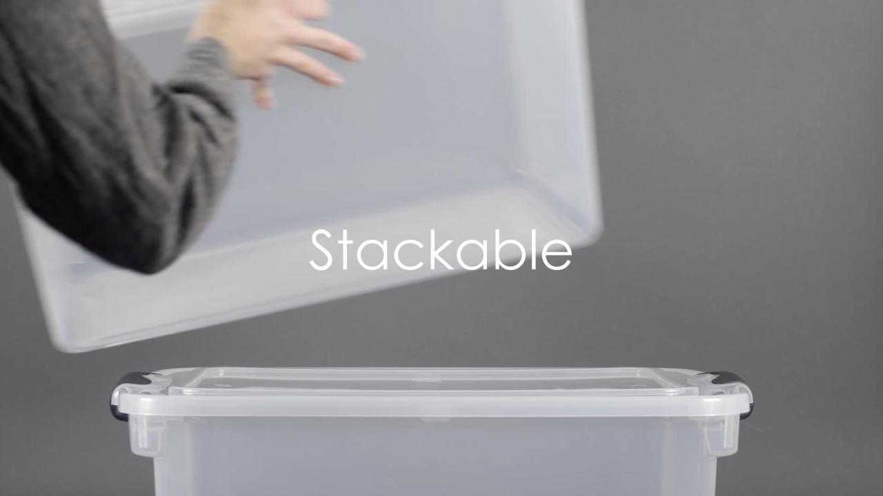 homz plastic storage tote with latches