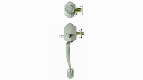 Cordoba Double Cylinder Satin Nickel Door Handleset