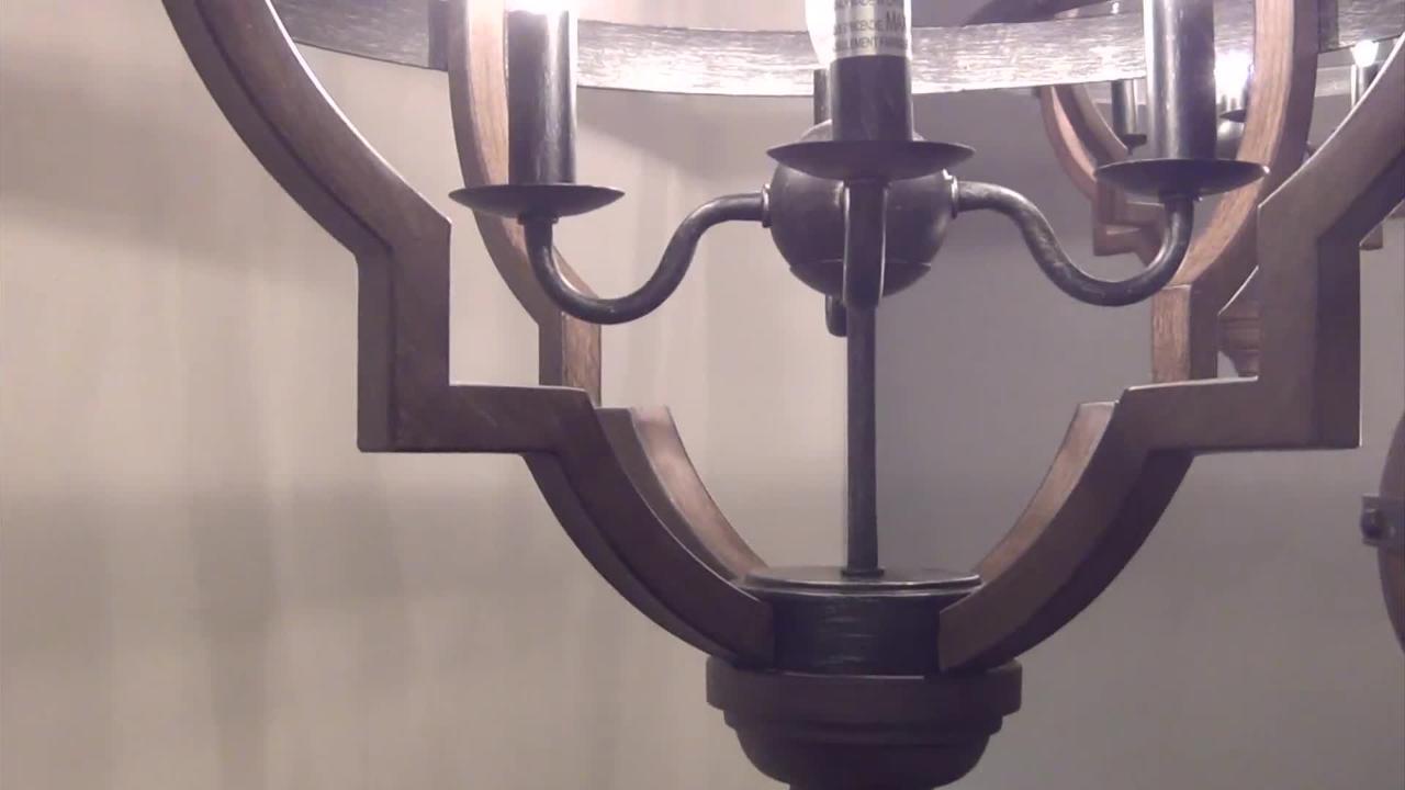 Sea Gull Lighting Socorro 22 in. W. 4-Light Weathered Gray and Distressed Oak Chandelier Sea Gull Lighting Socorro 22 in. W. 4-Light Weathered Gray and Distressed Oak Chandelier