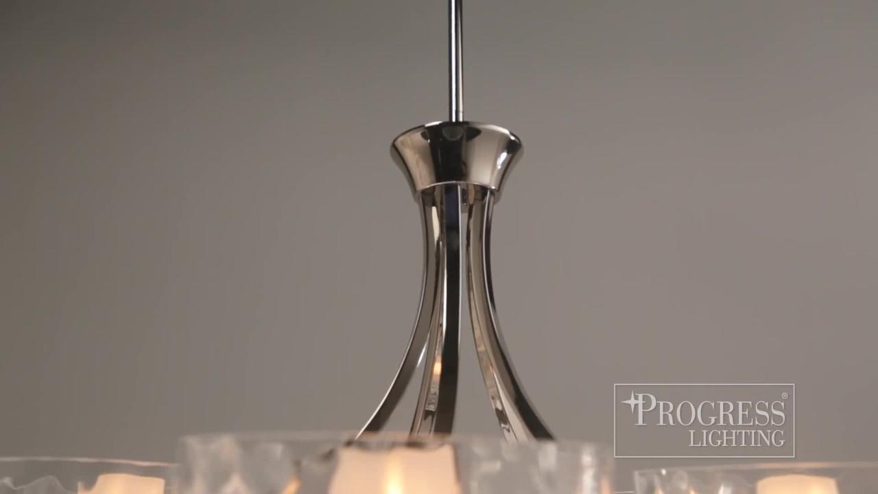Progress Lighting Elina Collection 7-Light Polished Nickel Chandelier with Opal Glass