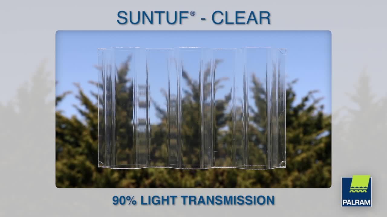 Suntuf - 26 in. x 12 ft. Corrugated Polycarbonate Roof Panel in Clear