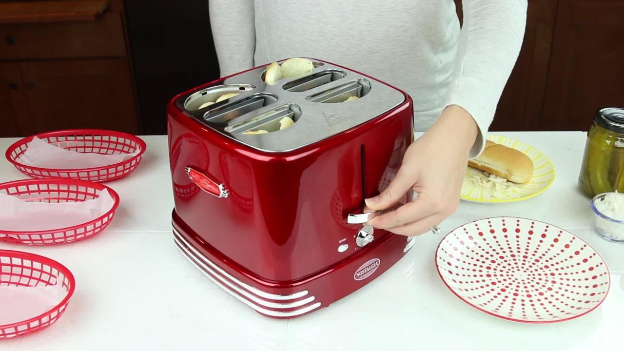 Americana Collection Red Pop Up Hot Dog Toaster & Bun Warmer ECT