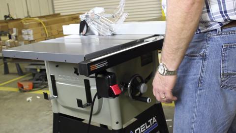 Delta - 15 Amp 10 in. Left Tilt 52 in. Contractor Table Saw with Cast Iron Wings