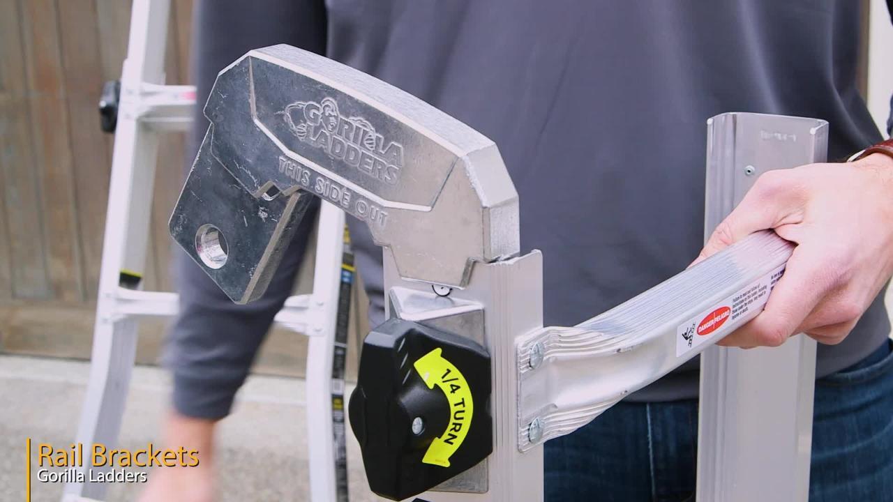 Gorilla Ladders 22 ft. Aluminum Ladder, Rail Brackets, Step