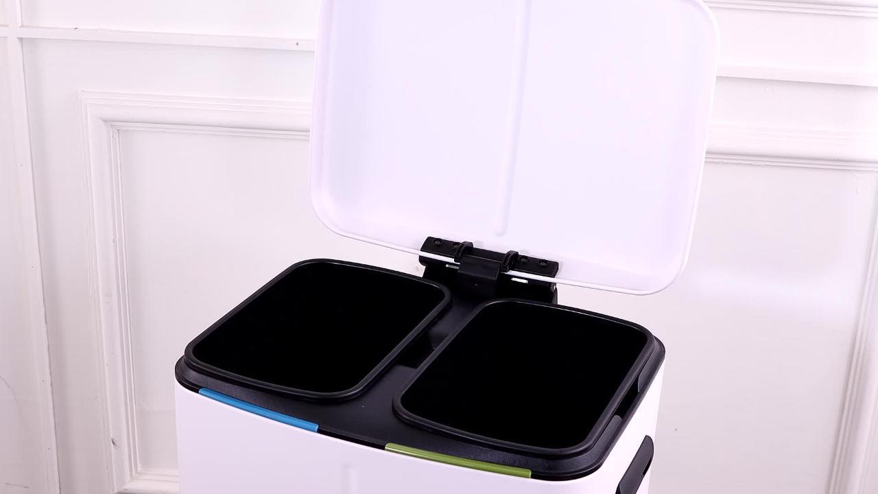 SONGMICS Trash Can, 2 x 8 Gal Garbage Can for Kitchen, with 15 Trash Bags,  2 Compartments, Plastic Inner Buckets and Hinged - AliExpress