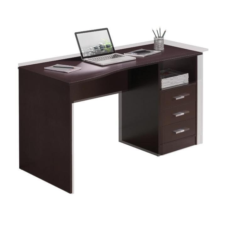 TECHNI MOBILI - 51.25 in. Rectangular Wenge 3 Drawer Computer Desk with Built-In Storage