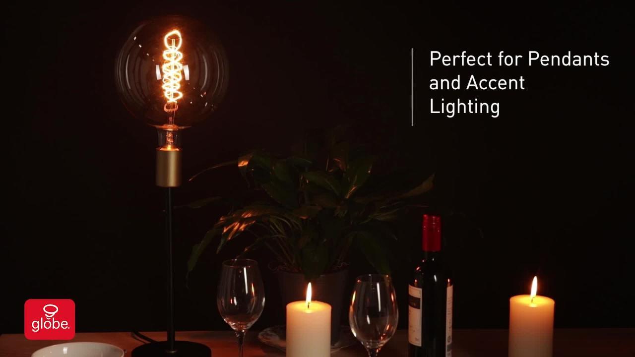 Globe Electric 60-Watt Designer Vintage T12 Incandescent Twister Light Bulb Globe Electric 60-Watt Designer Vintage T12 Incandescent Twister Light Bulb