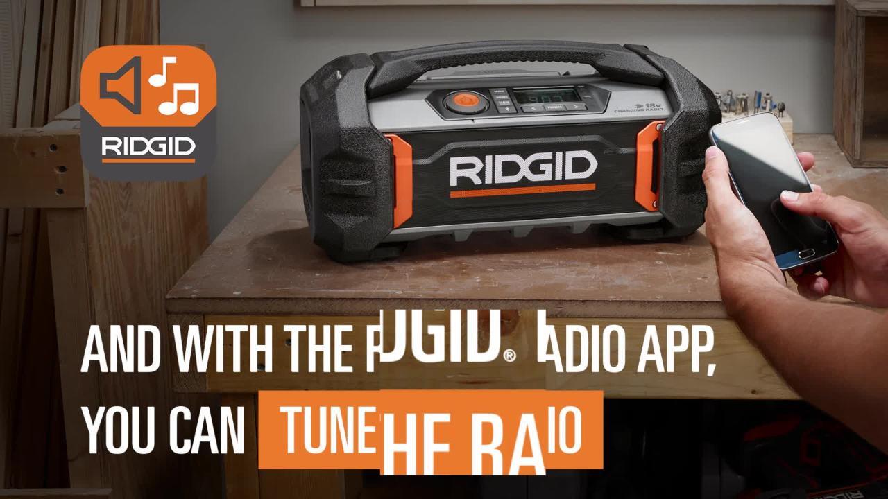 RIDGID - 18V Cordless Bluetooth Charging Radio (Tool Only)