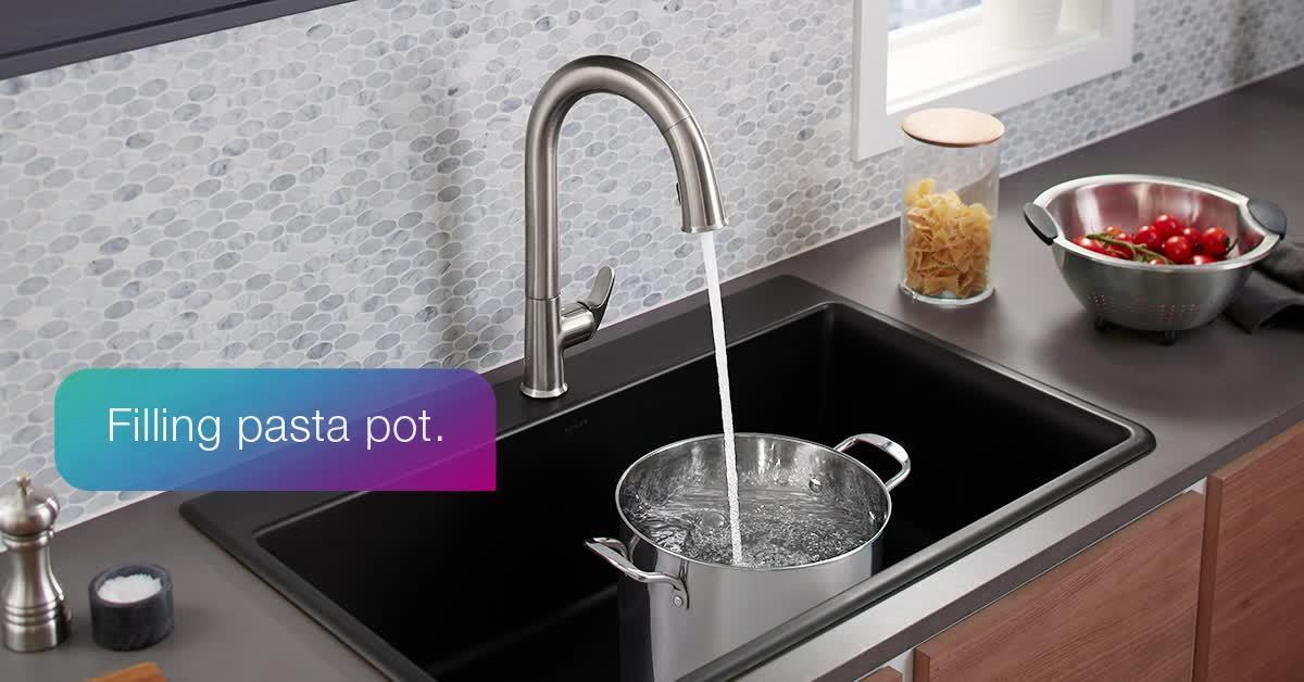 Sensate Single-Handle Pull-Down Sprayer Kitchen Faucet with KOHLER Konnect in Vibrant Stainless Sensate Single-Handle Pull-Down Sprayer Kitchen Faucet with KOHLER Konnect in Vibrant Stainless