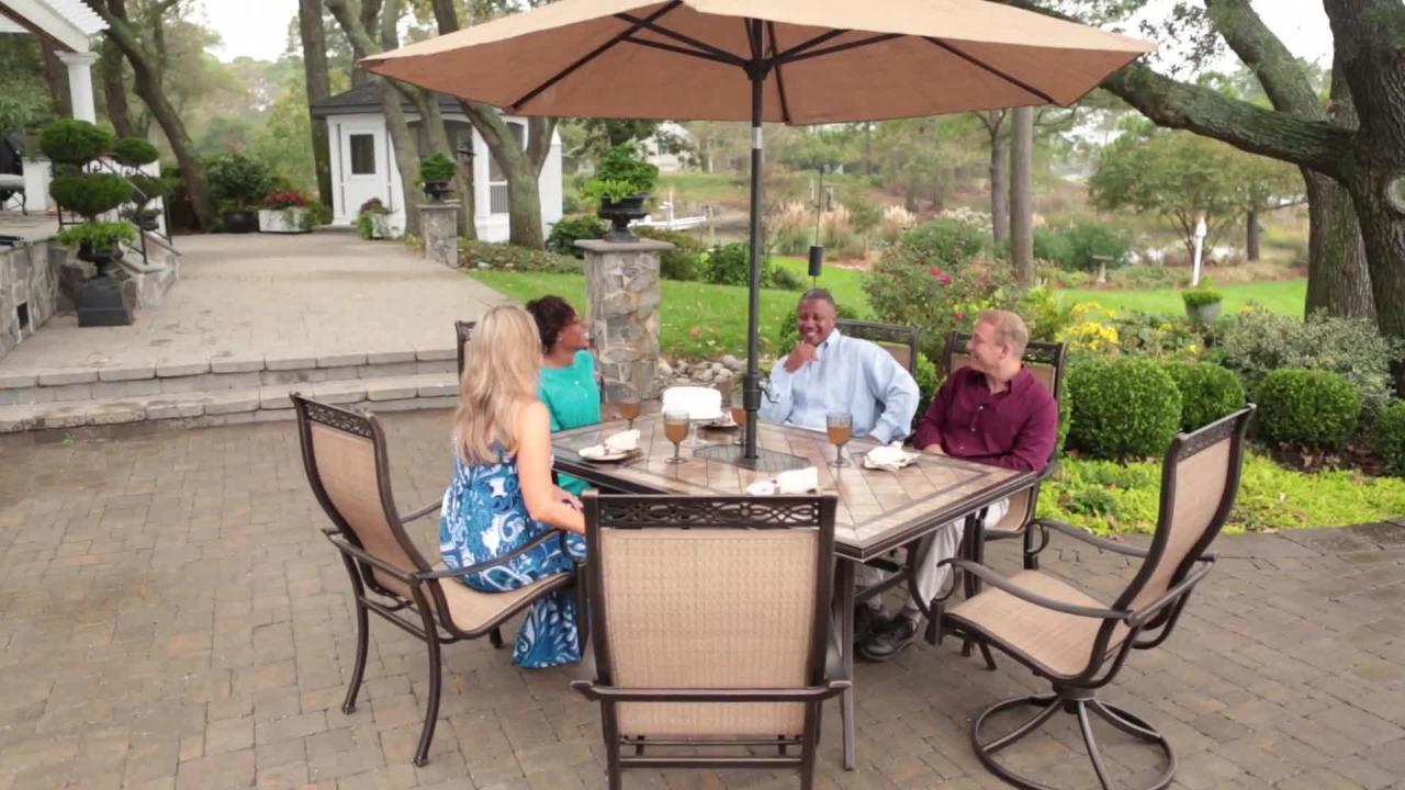 Tile top patio table and online chairs