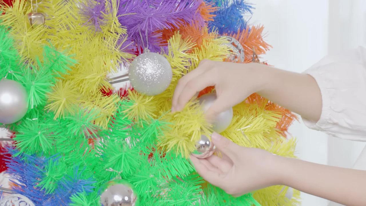 Costway 7 ft. Unlit Colorful Rainbow Full Fir Artificial Hinged