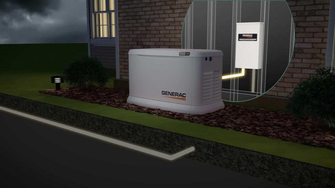 Generac 7043 Home Standby Generator 22kW/19.5kW Air Cooled with Whole House 200 Amp Transfer Switch Aluminum