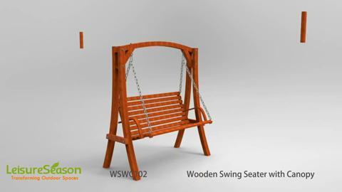 Leisure season wooden swing seater with canopy outlet wswc102