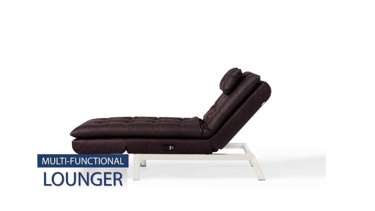 relax a lounger andre convertible chaise in brown bonded leather