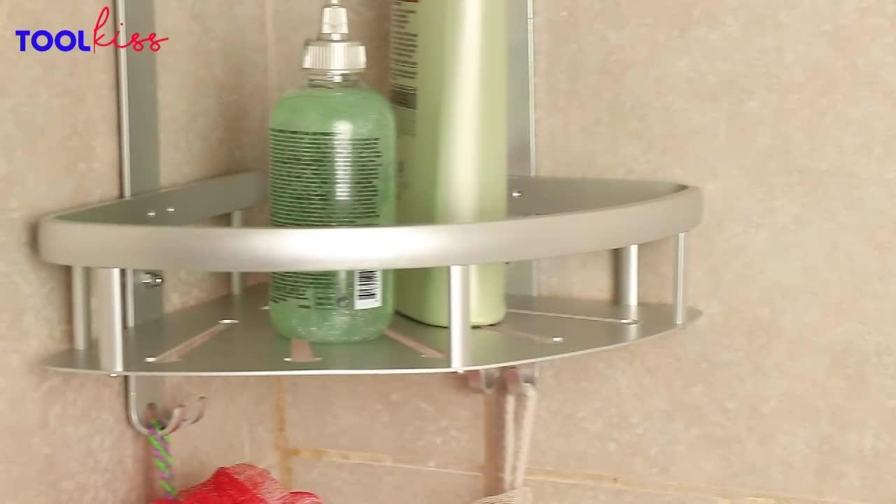 TOOLKISS Aluminum Corner Shower Caddy with Wall Mount Adhesive 