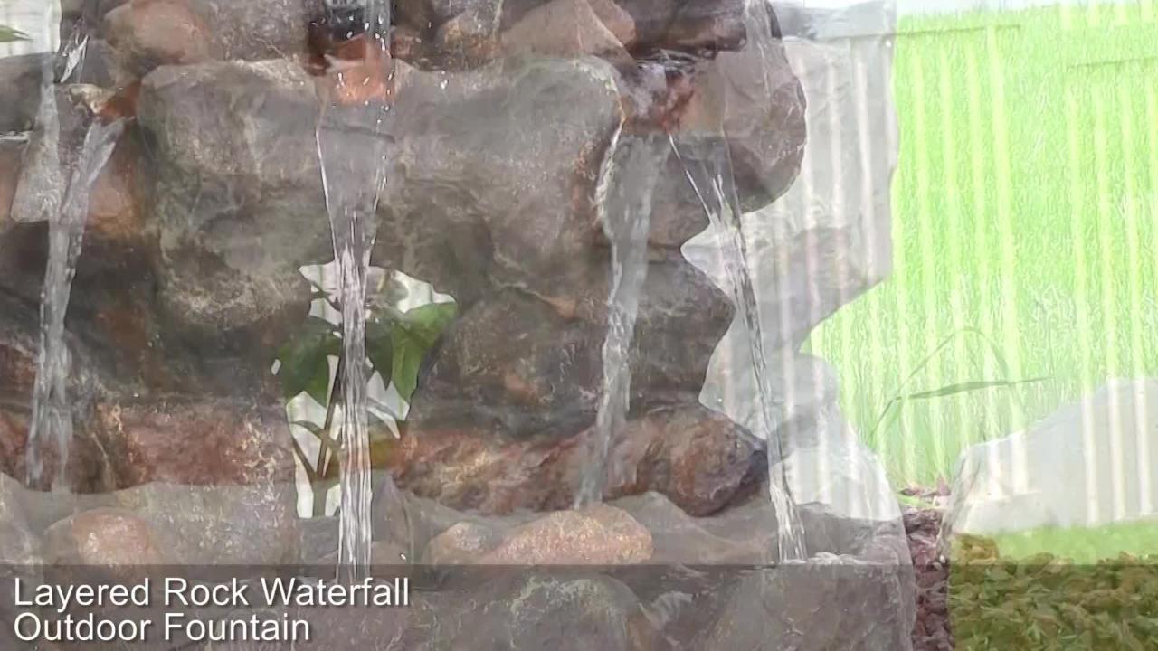 Sunnydaze 32 in. Layered Rock Outdoor Waterfall Fountain