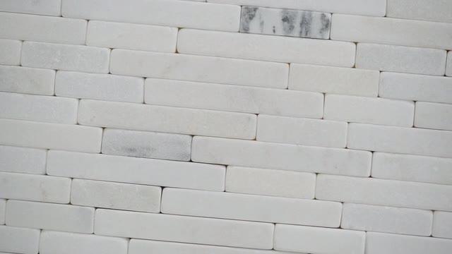 Greecian White Veneer 8 in. x 18 in. x 10 mm Textured Marble Mesh-Mounted Mosaic Tile (10 sq. ft. / case) Greecian White Veneer 8 in. x 18 in. x 10 mm Textured Marble Mesh-Mounted Mosaic Tile (10 sq. ft. / case)