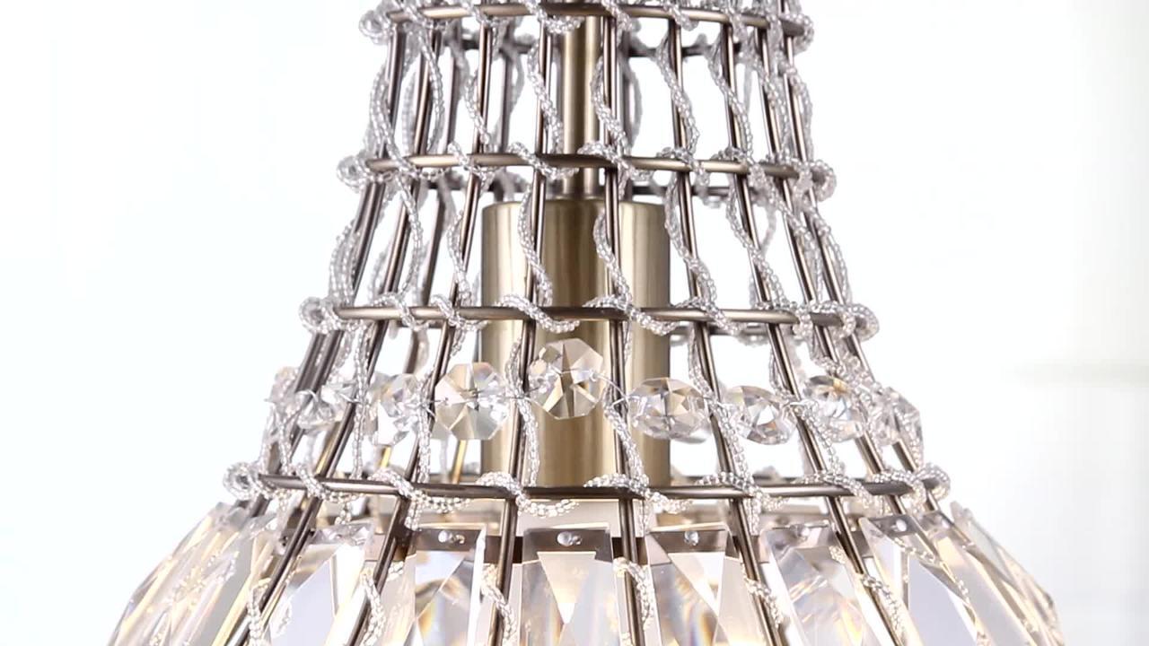 Jonathan Y Regina 12 In 1 Light Antique Brass Crystal Metal Empire Led Chandelier Jyl6109a The Home Depot