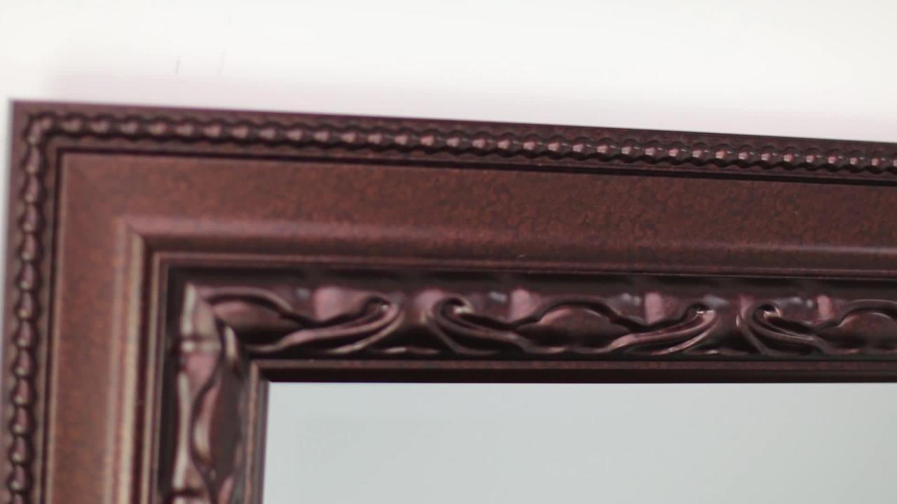 26 in. W x 30 in. H Framed Rectangular Beveled Edge Bathroom Vanity Mirror in Cherry 26 in. W x 30 in. H Framed Rectangular Beveled Edge Bathroom Vanity Mirror in Cherry