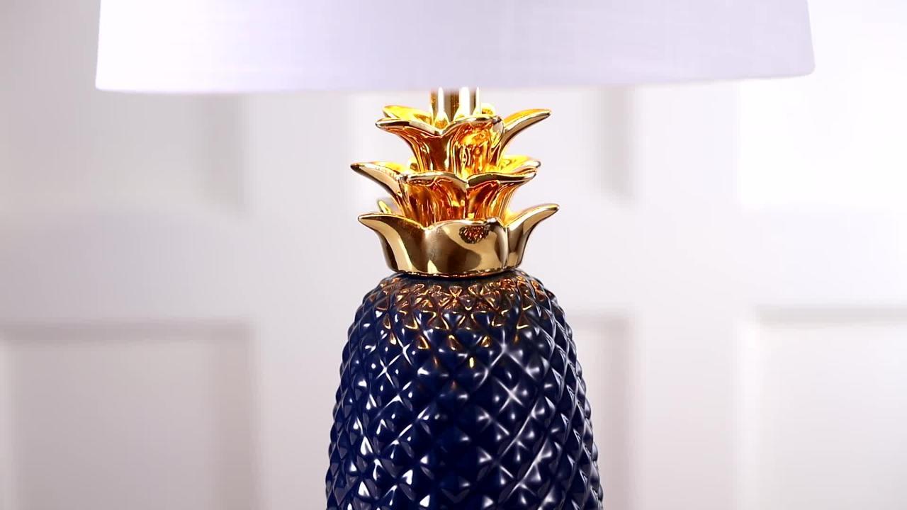 navy and gold pineapple lamp