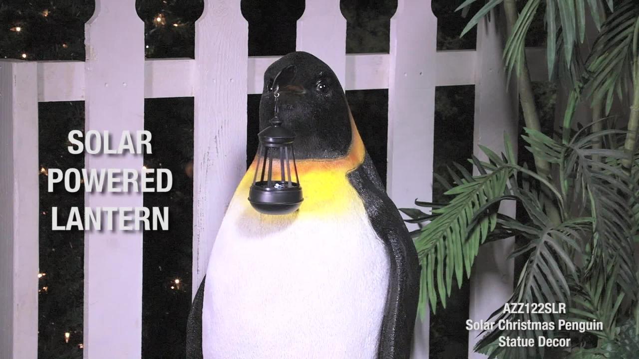 Alpine Corporation 37 in. Tall Solar Outdoor Christmas Penguin