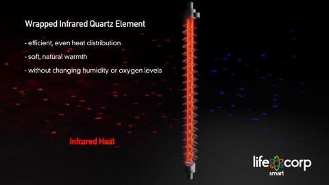 Lifesmart - 1500-Watt 6-Element Infrared Room Heater with Oak Cabinet and Remote