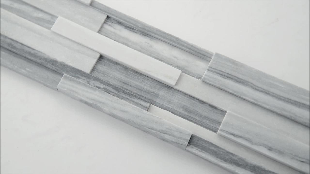 Alaska Gray 3D Ledger Panel 6 in. x 24 in. Honed Marble Wall Tile (10 cases / 60 sq. ft. / pallet) Alaska Gray 3D Ledger Panel 6 in. x 24 in. Honed Marble Wall Tile (10 cases / 60 sq. ft. / pallet)