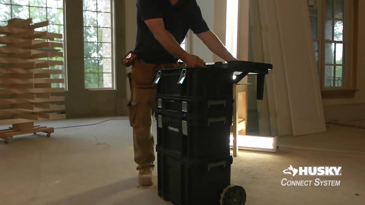 Husky 230381 Black 22 in. Portable Tool Box on Wheels for