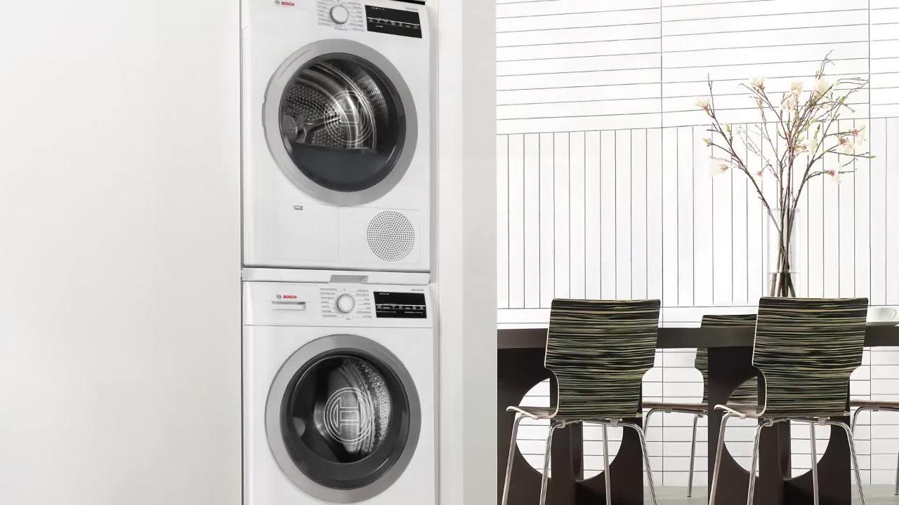 Stacking bosch washer store and dryer