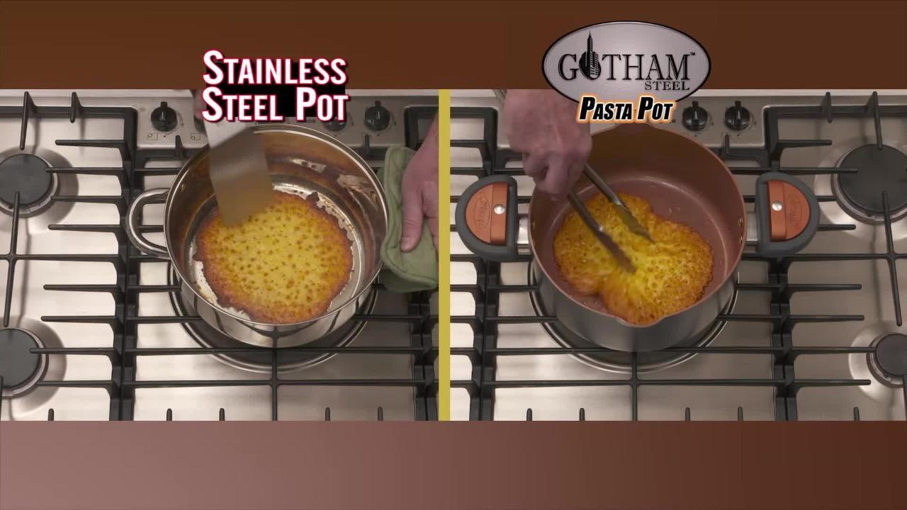 Copper, Gotham Steel 5-Quart Nonstick Pasta Pot with Strainer Lid & Twist N Lock Handles bundle with Gotham Steel Non-Stick Pancake Bonanza 