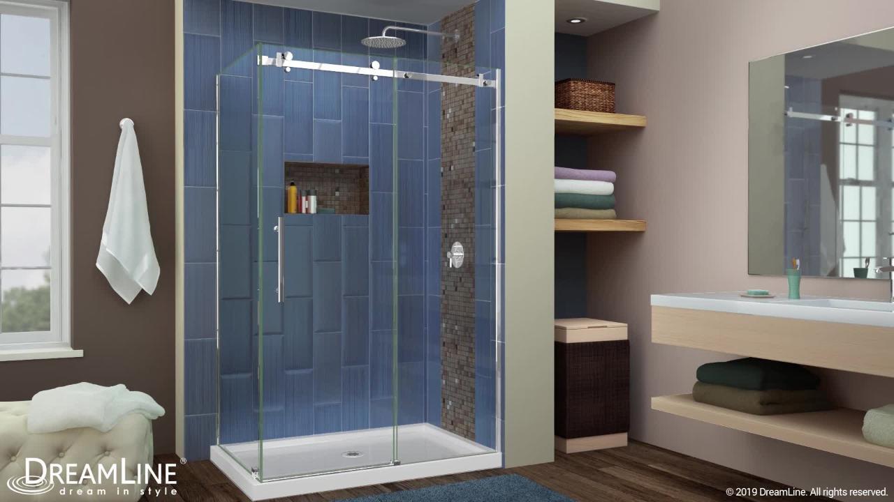 DreamLine SHDR-61547620-07 Enigma-XO 50-54 W x 76 H Fully Frameless Sliding Shower Door in Brushed Stainless Steel