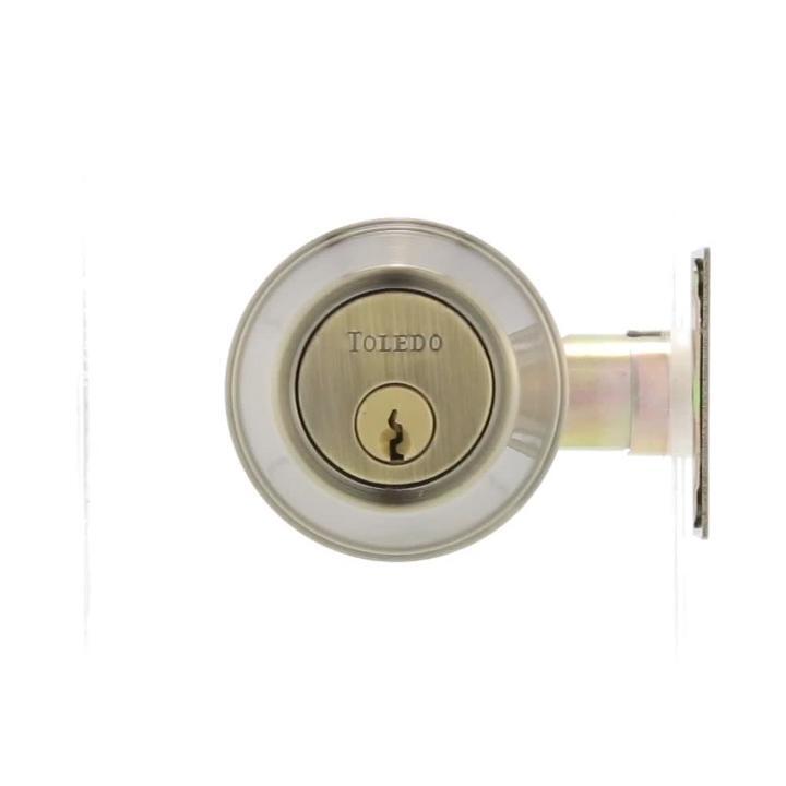 Toledo Fine Locks      Cordoba Single Cylinder Antique Brass Door Handleset