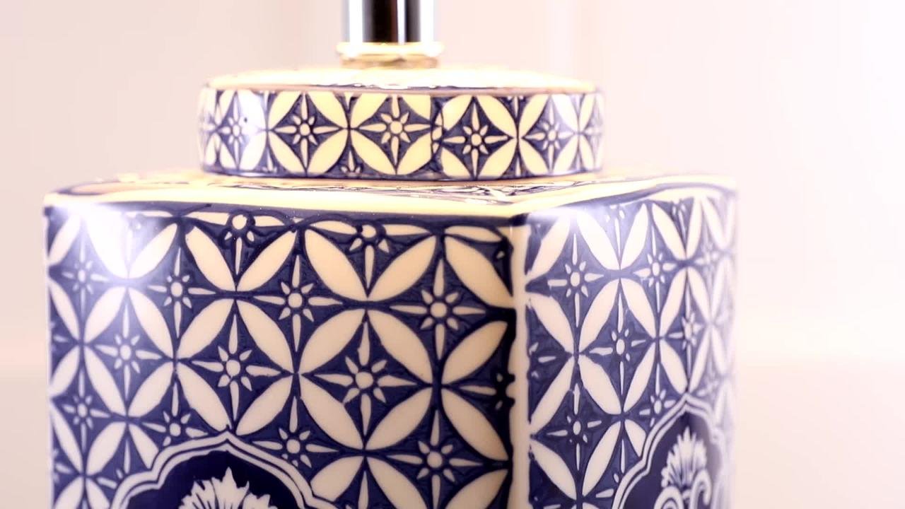 JONATHAN Y Choi 23 in. H Blue/White Chinoiserie Table Lamp