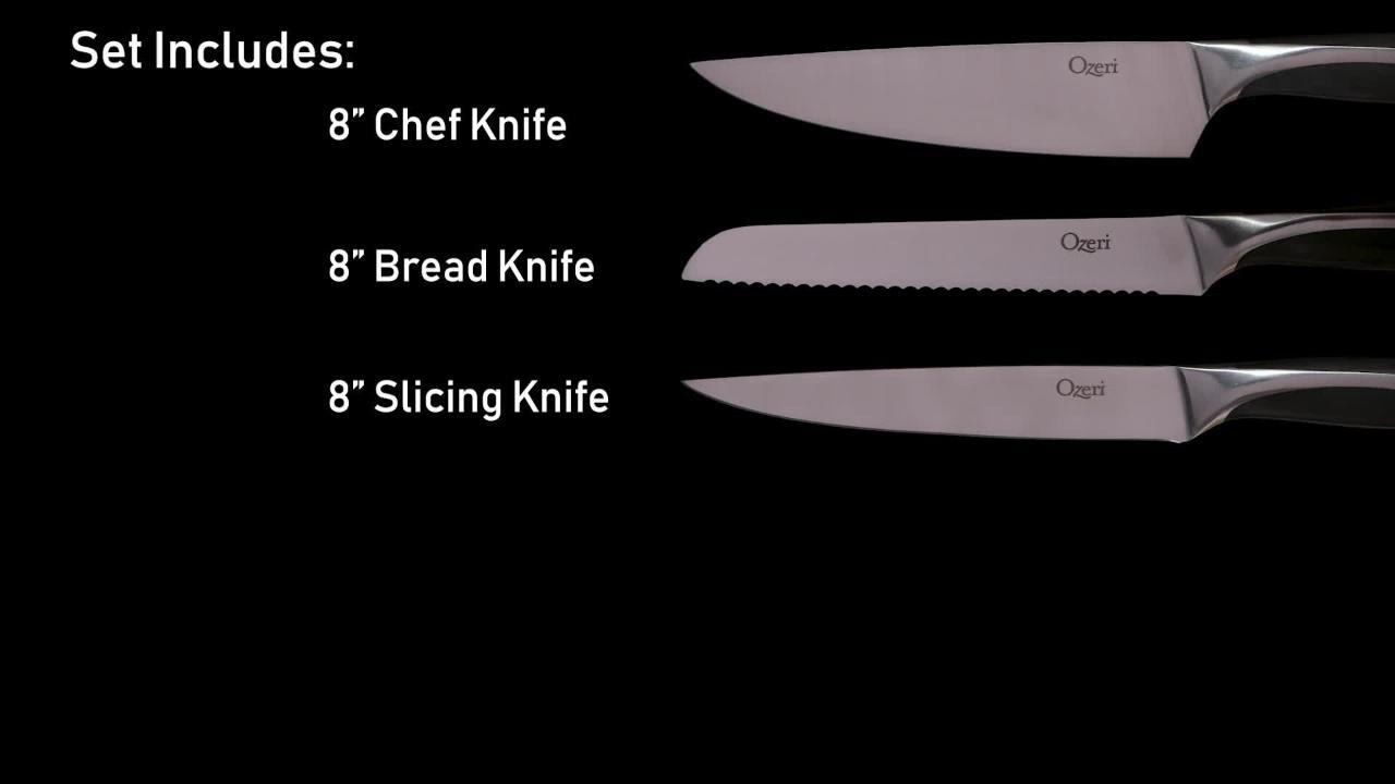 Stainless Steel Kitchen Knife Set of 6 Piece with Chef, Carving, Bread,  Paring and Utility Knife,Sharp Knife Blade with Ergonomic Handle and  Rotatable