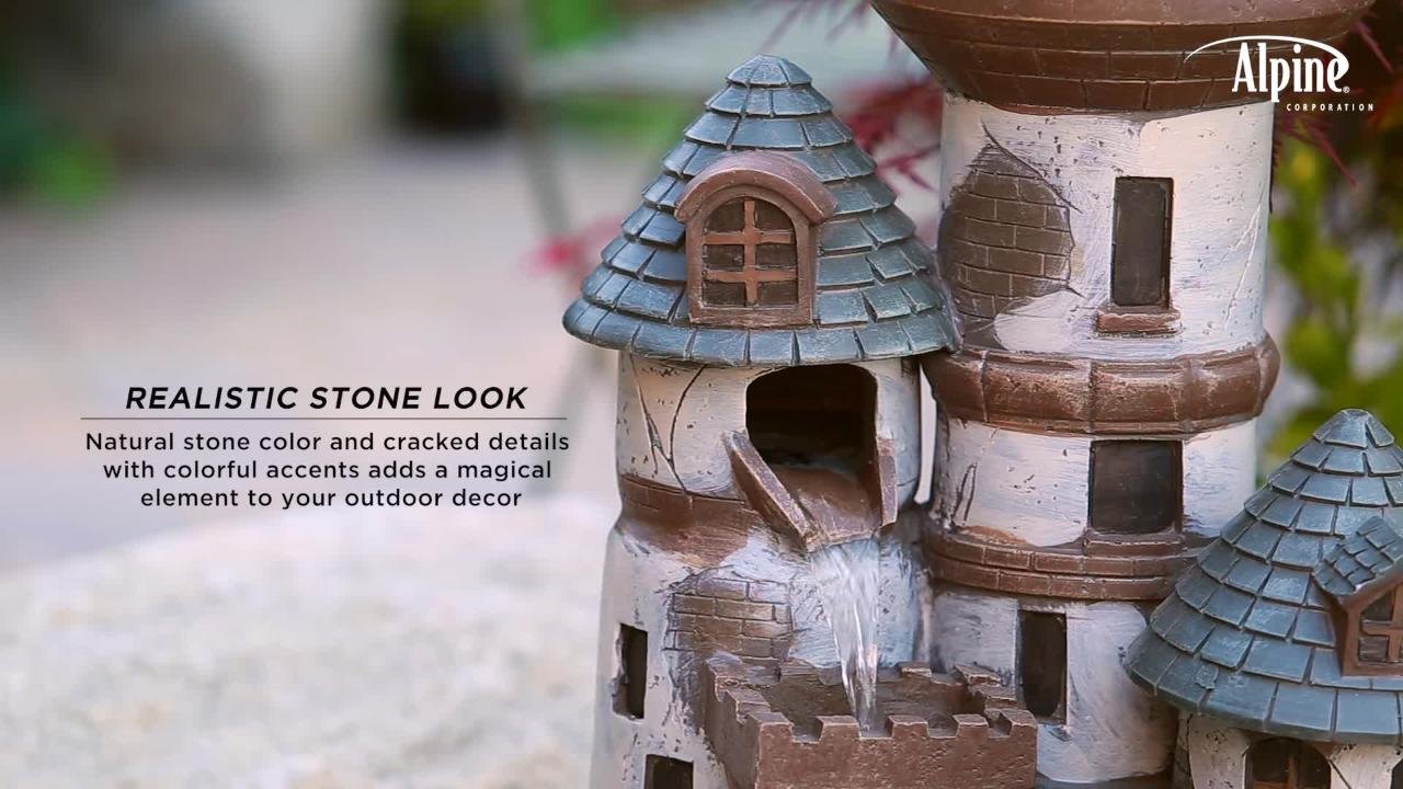Alpine Corporation 35 in. Tall Outdoor Tower Castle Fountain with