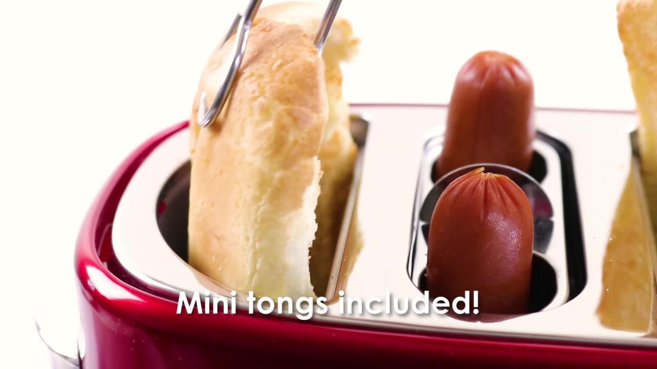 Nostalgia Pop-Up 2 Hot Dog and Bun Toaster With Mini Tongs, Works with  Chicken, Turkey, Veggie Links, Sausages and Brats
