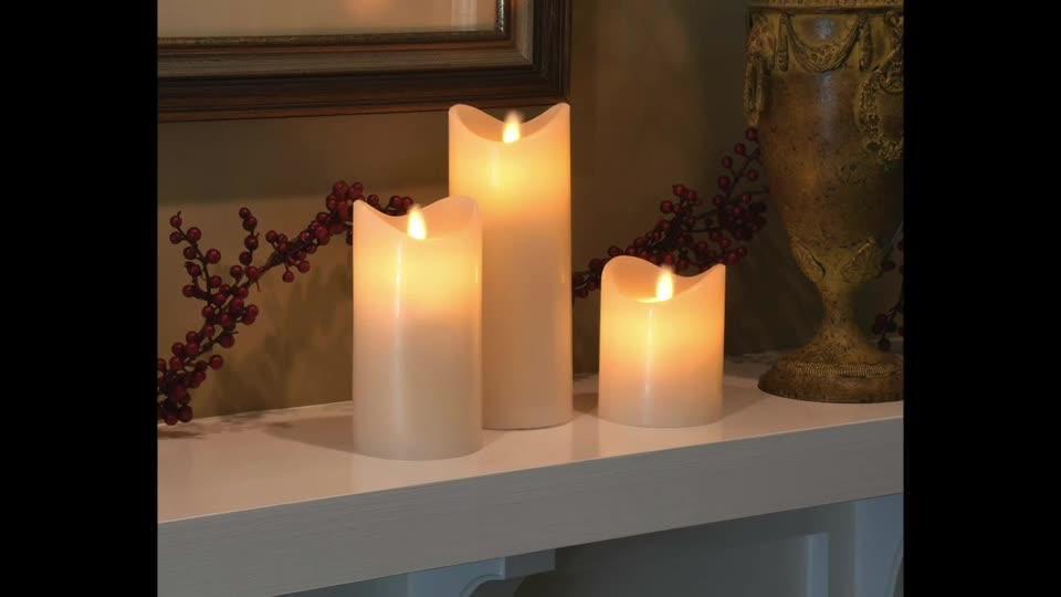 Lumabase Battery Operated LED Wax Candles with Moving Flame - Set of 3
