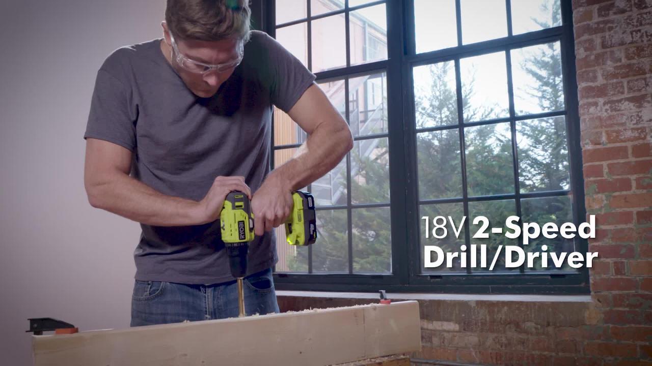 Ryobi 18-Volt ONE+ Lithium-Ion Cordless 2-Tool Combo Kit w/ Drill/Driver,  Impact Driver, (2) 1.5 Ah Batteries, Charger and Bag 