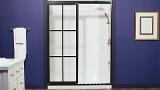 Coastal Shower Doors Illusion 43 In To 44 25 In X 66 In Semi Frameless Shower Door With Inline Panel In Matte Black And Clear Glass Hl43il 66o C The Home Depot