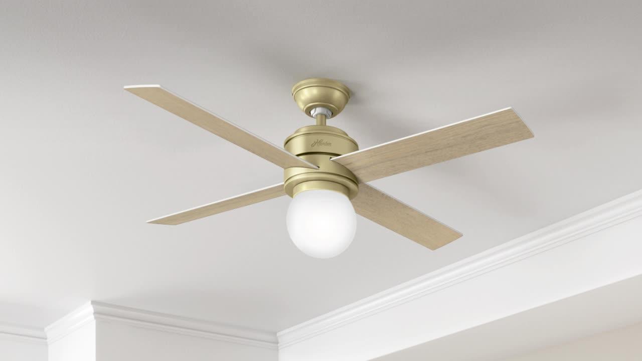 Hunter Hepburn 52 In Led Indoor Satin Copper Ceiling Fan With Light 59330 The Home Depot