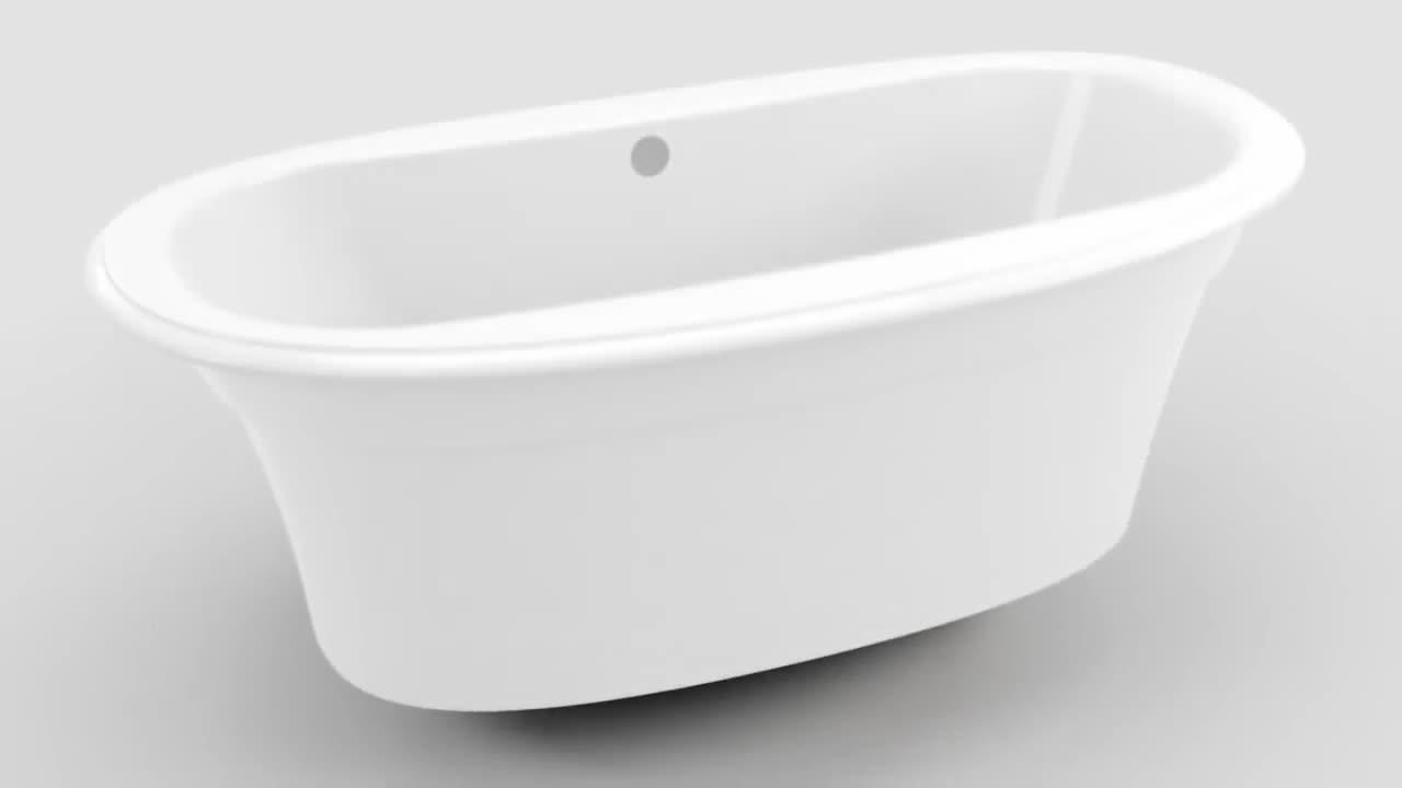 Delsia 66 in. Fiberglass Center Drain Non-Whirlpool Flatbottom Freestanding  Bathtub in White