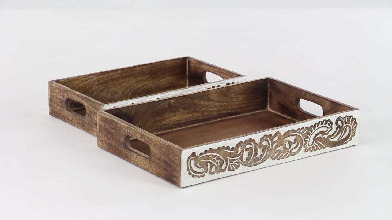 Wooden tray with deals sides