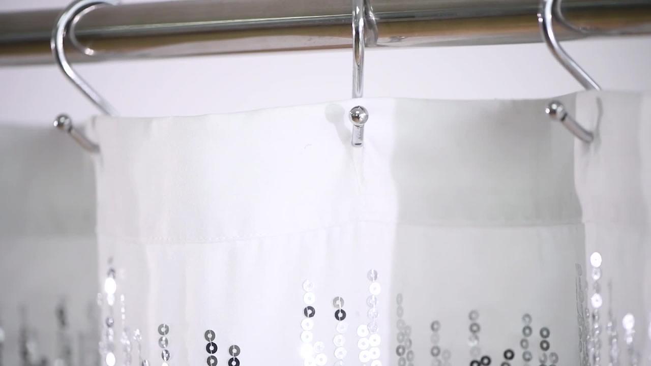 Details about   Lush Decor Silver Shimmer Sequins Shower CurtainChic Sparkle Design For Bath 