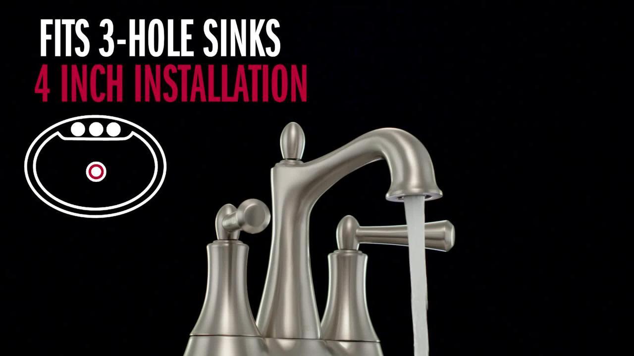 Centerset Single-Handle Bathroom Faucet in SpotShield Brushed Nickel Delta Rila 4 in Centerset Single-Handle Bathroom Faucet in SpotShield Brushed Nickel Delta Rila 4 in