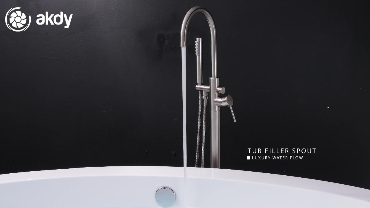 1-Handle Freestanding Floor Mount Roman Tub Faucet Bathtub Filler with Hand Shower in Chrome 1-Handle Freestanding Floor Mount Roman Tub Faucet Bathtub Filler with Hand Shower in Chrome